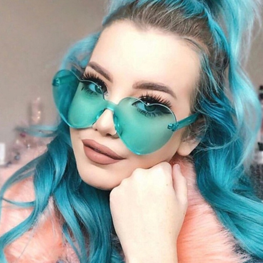 Heart Shape Rimless Sunglasses - Picture 5 of 6